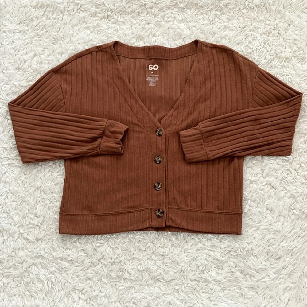 SO Brown Sweater Long Sleeve Size Medium - Picture 5 of 8